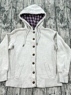 Carhartt 100708 Women's Hooded Sweatshirt Jacket S Heather Gray Flannel Lined